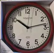 MAINSTAYS RED WALL CLOCK HOME ROUND CLASSIC QUARTZ KITCHEN CLOCK