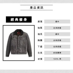 【LEVIS 官方旗艦】男款 毛領牛仔外套 / Type3經典修身版型 / 精工灰黑石洗 熱賣單品 16365-0183