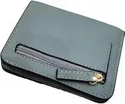 [Generic] Wallet for Women RFID Genuine Leather Slim Small Compact Pocket Wallet Ladies Mini Purse (Lake Blue, One Size)