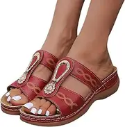 [ICWUSA] Womens Orthotic Slides, Lightweight Athletic Sandals Slip on Thick Cushion Slippers Sandals with Comfortable Plantar Fasciitis Arch Support