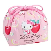 在飛比找momo購物網優惠-【小禮堂】Hello Kitty 棉質束口便當袋 - 粉蘋果