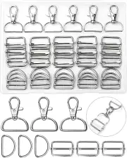 FIVEIZERO 90Pcs Swivel Snap Hooks Kit, D Rings for Purse and Slide Buckles, Swiv