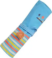 Daseeme Canvas Roll up Pencils Wraps Smiling Face Style Roll up Colored Pencils Pen Holder Pencil Storage Pouch 5 Slot Cute and Multi-Purpose for Student Artist (NO Pencil Included)