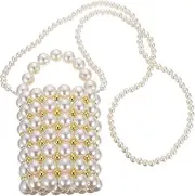 [Holibanna] 1Pc Pearl Bucket Bag with Strap Fashionable One Shoulder Storage Pouch Moderate Capacity for Lipstick Keys Mobile Phone Friends Loved Ones