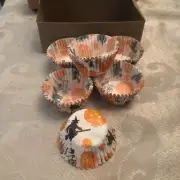 Mini Halloween cupcake liners Jack O Lantern, Witch, Ghost, Cat baking cups 100