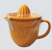 NEW Rae Dunn Ceramic OJ Orange Juicer Juice Pitcher with Handle LL Farmhouse