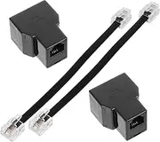 OSALADI 2pcs Double Adaptor Home Phone Jack Splitter for Landline Rj11 6p4c Detachable Lines Adapter Rj14 Phone Line Splitter