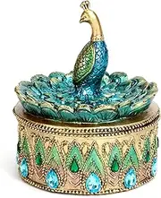 Bits and Pieces - Beautiful Peacock Trinket Box - Keepsake and Jewelry Box