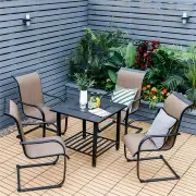 CostwayOutdoor Fire Pit Dining Table with Mesh Cover for Poolside