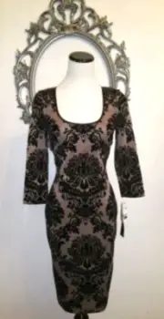Aidan Mattox Floral Women's Dress Open Back 3/4 Sleeves $385.00 Size 2 XS***