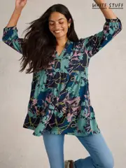White Stuff Blue Marta 100% Cotton Tunic (F13886) | $127