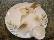 Mudpie - Bunny Rabbit Hello Spring Chip N Dip Plate Tray (08)