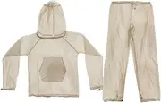 [Eigell] Mosquito Net Suit Beekeeping Suit Jacket Hood Pants Mesh Clothing with Zipper Fishing Suit Mesh Hooded suits for Men Women Adults Gardening