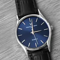 在飛比找momo購物網優惠-【范倫鐵諾․古柏】深藍皮革手錶