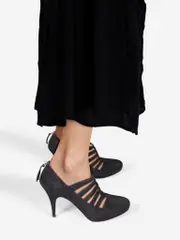 Black Cut Out Suede Heels