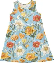 [Caihoyu] Toddler Girls Summer Tank Dress Kids Swing Casual Spring Dresses Party Gift Clothes Outfit, Multicolor11, 4 Years