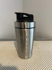 500ML Stainless Steel Silver Whey Protein Shaker Bottle with Metal Blender