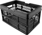 DEAOTEK 19 Liter Folding Storage Crate - Collapsible Shopping Basket with Handles Stackable Storage Bins Plastic Foldable Container, for Milk Toys Food Clothes Tools Files, Pack of 1