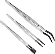 SEWACC 3Pcs Stainless Steel Crafting Tweezers Lightweight Multipurpose False Eyelashes Hobby Tools Ergonomic Design for for Jewelry Crafting Tasks