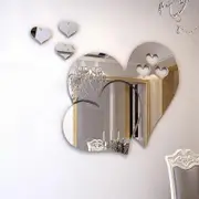 Heart Mirror Wall DecalRemovable Double Heart Shaped DIY Self-Adhesive Wall Art Decals Home Decorations for Home Living Room, Bedroom, Bathroom(