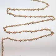 Sunstone Natural Gemstone Rosary Bead Chain 24K Gold Plated - Spiritual Jewelry