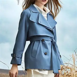 【米蘭精品】風衣外套中長款大衣-雙層領寬鬆收腰休閒女外套2色74gu14