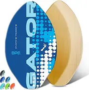 BPS 'Gator' Skimboards with Colored EVA Grip Pad and High Gloss Clear Coat | Wooden Skim Board with Grip Pads for Kids and Adults | Choose from 3 Sizes and Traction Pad Color