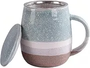 Ceramic Tea Cup with Loose Leaf Infuser, Tea Infuser Mug with Lid, 450ml, Gradient Tea Cup-Blue-450ml