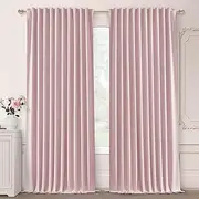 SHINELAND Pink Blackout Curtains 84 Inches Long 2 Panels Blackout for Nursery Baby Room,Back Tab Pleated Light Pink Thermal Insulated Darkening Window Noise Reducing Curtains for Bedroom Living Room