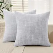 Burlap Linen Throw Pillow Covers 18x18 Inch Blue Grey Decorative Pillow