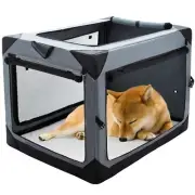 30 Inch Collapsible Dog Crate for Medium Dogs, 4-Door Foldable Soft Dog Kenne...