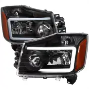 For 04-15 Nissan Titan 04-07 Armada Black Housing Headlights +LED DRL