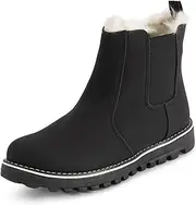 [POLAR] Womens Memory Foam Chelsea Nubuck Boot Waterproof Rubber Welted Stitch Outsole Faux Fur Lined