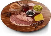 TIDITA 21" Acacia Wood Lazy Susan for Table Top - Wooden Turntable Serving Tray for Charcuterie Boards Cheese Board - Extra Large Round Lazy Susan Organizer - Kitchen Revolution for Countertop