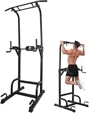 STEADY Japan Power Tower Dip Station/Stand Pull Up Bar for Home Gym, Max Load 330lbs