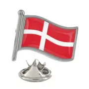 Denmark Flag Silver Lapel Pin Badge