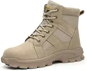 [DINGGU] Steel Toe Boots for Men Comfortable Mens Work Boots Indestructible Construction Industrial Safety Boots