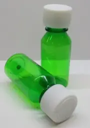 Graduated Oval 1 oz GREEN Medical Bottles & Caps-Case of 200-Hard Sided