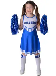 Sweet Blue Girls Cheerleader Dress Up Costume