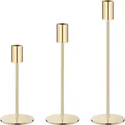 Emapoy 3 Pack Candlestick Holders, Decor Taper Candle Holder for Wedding, Dinning, Party, Fits 3/4 Inch Thick Candle (Gold)