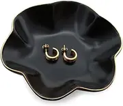 [HANKOR] 4.7 inch Small Ring Dish, Ceramic Jewelry Holder Tray, Black Catch All Trinket Bowl for Keys Rings Earrings