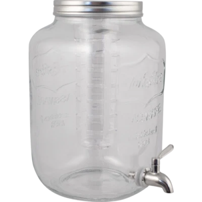 Glass Beverage Dispenser with Infuser and Stainless Spigot 2.1 gal Kombucha Tea
