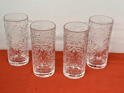 VIETRI -- BAROCCO - CLEAR -- HIGHBALL TUMBLERS (4)