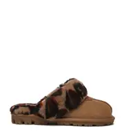 AS UGG Slippers Women Double Face Sheepskin Wool Leopard Print Anti-Slip Slipper