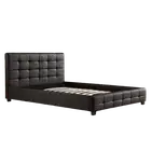 Palermo Double Deluxe Black PU Leather Upholstered Bed Frame with Headboard & Sl