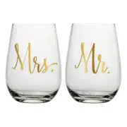 Wine Glass Set Mr. and Mrs. Size 3.5in x 5in H, 20 oz / set of 2 Pack of 6
