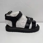 Dr. Martens Klaire Boys Sz 4 / Girls Sz 5 Black Strappy Sandal Hook & Loop NEW