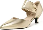 [RIBONGZ] Kitten Heels for Women Closed Toe Comfortable Low Heels Pointed Toe Sexy Slip on Pumps Bridal Party Dressy Shoes