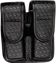 Bianchi 7902 Double Magazine Pouch - Plain Black, Hidden Snap 22082