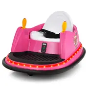 Babyjoy Battery Powered Kids Bumper Car 12V Electric Ride On Toys w/Flashing Lights 360° Spinning Bummer Car Pink